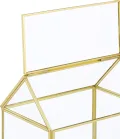 Relaxdays Pflanzenterrarium, Glas & Kupfer, HBT: 15x15x10 cm, Deko Glashaus Kakteen & Moos, Glaskasten Fensterbank, gold - Thumbnail 5