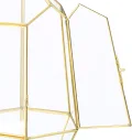 Relaxdays Pflanzenterrarium, Glas & Kupfer, HBT: 26x18x15 cm, Glaskasten Kakteen & Moos, geometrisch, Fensterbank, gold - Thumbnail 5
