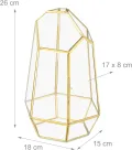 Relaxdays Pflanzenterrarium, Glas & Kupfer, HBT: 26x18x15 cm, Glaskasten Kakteen & Moos, geometrisch, Fensterbank, gold - Thumbnail 4