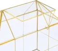 Relaxdays Pflanzenterrarium, Glas & Kupfer, HBT: 27x30x15 cm Deko Glashaus Kakteen & Moos, Glaskasten Fensterbank, gold - Thumbnail 5