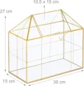 Relaxdays Pflanzenterrarium, Glas & Kupfer, HBT: 27x30x15 cm Deko Glashaus Kakteen & Moos, Glaskasten Fensterbank, gold - Thumbnail 4