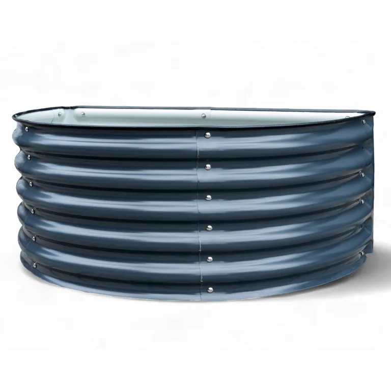 Hochbeet Garten Balkon optionaler Gewächshausaufsatz | stahlverzinktes & pulverbeschichtetes 0,6mm Metall anthrazit - Edelstahlschrauben (240L Hochbeet halbrund) – Bild 1