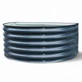 Hochbeet Garten Balkon optionaler Gewächshausaufsatz | stahlverzinktes & pulverbeschichtetes 0,6mm Metall anthrazit - Edelstahlschrauben (240L Hochbeet halbrund) - Thumbnail 10