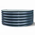 Hochbeet Garten Balkon optionaler Gewächshausaufsatz | stahlverzinktes & pulverbeschichtetes 0,6mm Metall anthrazit - Edelstahlschrauben (240L Hochbeet halbrund) - Thumbnail 1