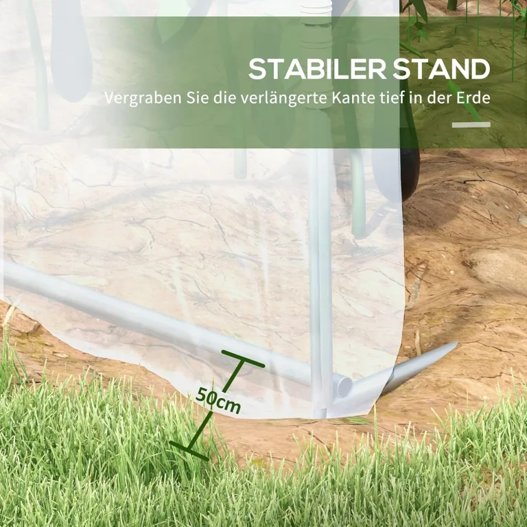 Outsunny Foliengewächshaus, 3 x 2 x 1,95 m Treibhaus, Winddichtes Tomatenhaus mit 1 Tür, Tunnel-Gewächshaus für Balkon Garten, PE, Transparent – Bild 3