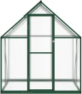 IKAYAA Gewächshaus Aluminium mit Fundament Gewächshaus für den Garten Gartenhaus Winterfest Tomatenhaus Frühbeet und Pflanzenhaus-Grün-169 x 114 x 195 cm - Thumbnail 4
