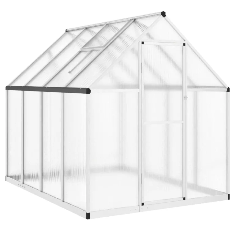 IKAYAA Gewächshaus Aluminium mit Fundament Gewächshaus für den Garten Gartenhaus Winterfest Tomatenhaus Frühbeet und Pflanzenhaus-Silber-224 x 169 x 195 cm – Bild 2