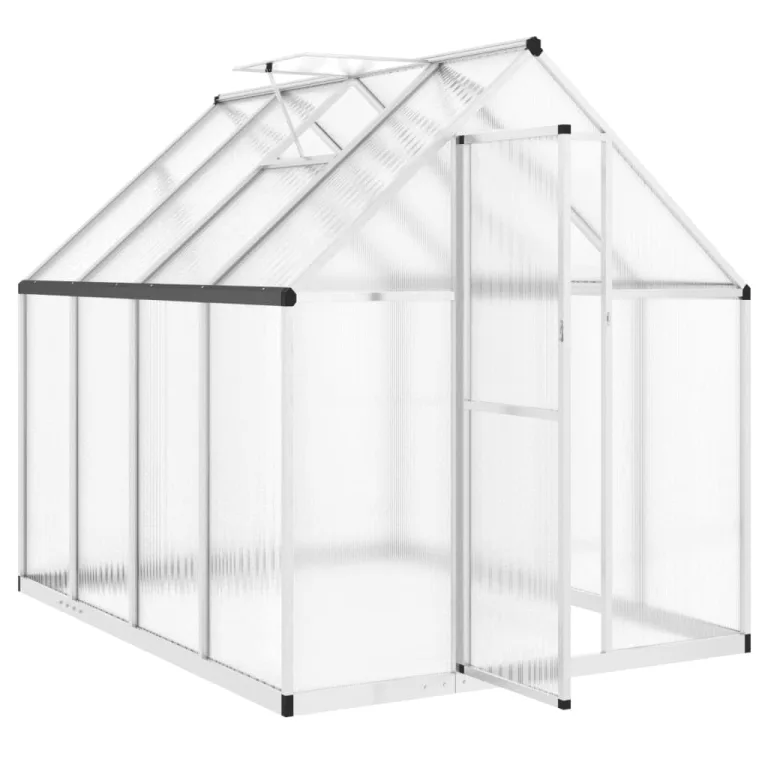 IKAYAA Gewächshaus Aluminium mit Fundament Gewächshaus für den Garten Gartenhaus Winterfest Tomatenhaus Frühbeet und Pflanzenhaus-Silber-224 x 169 x 195 cm – Bild 6