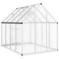 IKAYAA Gewächshaus Aluminium mit Fundament Gewächshaus für den Garten Gartenhaus Winterfest Tomatenhaus Frühbeet und Pflanzenhaus-Silber-224 x 169 x 195 cm - Thumbnail 5