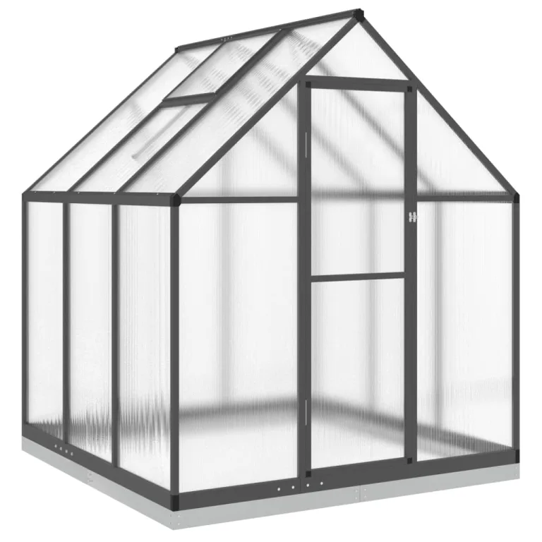 IKAYAA Gewächshaus Aluminium mit Fundament Gewächshaus für den Garten Gartenhaus Winterfest Tomatenhaus Frühbeet und Pflanzenhaus-Anthrazit-169 x 169 x 202 cm – Bild 2