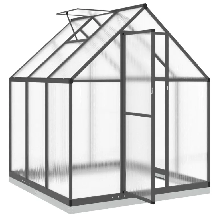 IKAYAA Gewächshaus Aluminium mit Fundament Gewächshaus für den Garten Gartenhaus Winterfest Tomatenhaus Frühbeet und Pflanzenhaus-Anthrazit-169 x 169 x 202 cm – Bild 6