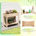 COSTWAY Hochbeet mit Ablage, Erhöhtes Gartenbeet aus Holz, Pflanzkasten mit Drainagefächern, Gemüsebeet Kräuterbeet groß, für Balkon Garten Terrasse, 81 x 38 x 77 cm, Natur - Thumbnail 4