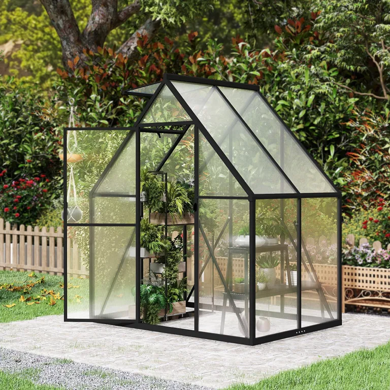 Aufun Premium Gewächshaus Aluminium, 5.04m² Gartengewächshäuser mit 6 cm Fundament und 4 mm PC Platte Treibhaus Tomatenhaus Gartenhaus UV beständig Wetterfest für den Garten, 280x180x195 cm – Bild 10