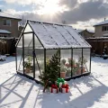 Aufun Premium Gewächshaus Aluminium, 2.25m² Gartengewächshäuser mit 6 cm Fundament und 4 mm PC Platte Treibhaus Tomatenhaus Gartenhaus UV beständig Wetterfest für den Garten, 125x180x195 cm - Thumbnail 8