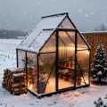 Aufun Premium Gewächshaus Aluminium, 2.25m² Gartengewächshäuser mit 6 cm Fundament und 4 mm PC Platte Treibhaus Tomatenhaus Gartenhaus UV beständig Wetterfest für den Garten, 125x180x195 cm - Thumbnail 1