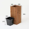 Pflanzkübel Holz – imprägniert wetterfest – mit herausnehmbarem Kunststoffeinsatz – Pflanztopf Blumenkasten für Balkon Garten Terrasse (Vertikal-braun 36x36 H80 cm) - Thumbnail 3