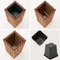Pflanzkübel Holz – imprägniert wetterfest – mit herausnehmbarem Kunststoffeinsatz – Pflanztopf Blumenkasten für Balkon Garten Terrasse (Vertikal-braun 36x36 H80 cm) - Thumbnail 5
