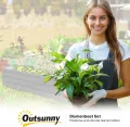 Outsunny Hochbeet, Blumenkasten, Gemüsebeet, Pflanzkasten, Kräuterbeet für Garten, Terrasse, Balkon, Stahl, Hellgrau, 120 x 120 x 30 cm - Thumbnail 6