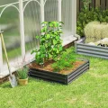 Outsunny Hochbeet, Blumenkasten, Gemüsebeet, Pflanzkasten, Kräuterbeet für Garten, Terrasse, Balkon, Stahl, Hellgrau, 120 x 120 x 30 cm - Thumbnail 8