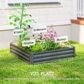 Outsunny Hochbeet, Blumenkasten, Gemüsebeet, Pflanzkasten, Kräuterbeet für Garten, Terrasse, Balkon, Stahl, Hellgrau, 120 x 120 x 30 cm - Thumbnail 3