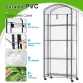 4-stöckiges Gewächshaus mit Rädern, höhenverstellbare Ablagen, Metall-Pflanzenregal mit PVC-Abdeckung für Saatanfangschalen, Sämlingstöpfe, Pflanztöpfe, 33 x 73,7 x 185,4 cm - Thumbnail 5