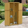 M MCombo Gartenschrank Holz, Gartenhaus Klein Wetterfest, Outdoor Gerätehaus Geräteschuppen, für Außenbereich Balkon Terrasse, 0878-F (Natur) - Thumbnail 2