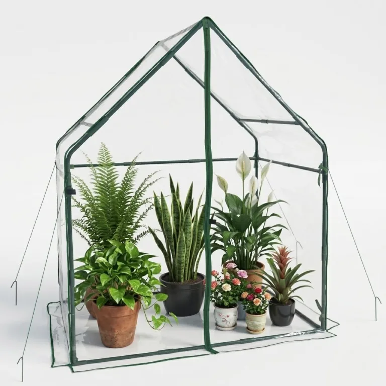 Gardzen Kleines begehbares Gewächshaus, robustes, tragbares Gewächshaus für den Außenbereich, mit stabilem Rahmen und transparenter Abdeckung, schützt Pflanzen vor Kälte, Regen, 91,9 cm (L) x 53,3 (B – Bild 1