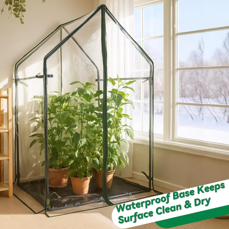 Gardzen Mini-Gewächshaus mit wasserdichtem Boden, tragbares Gewächshaus mit starkem Metallrahmen, kleines Gewächshaus für den Außen- und Innenbereich, 91,9 cm (L) x 91,9 cm (B) x 59,5 (H) – Bild 5