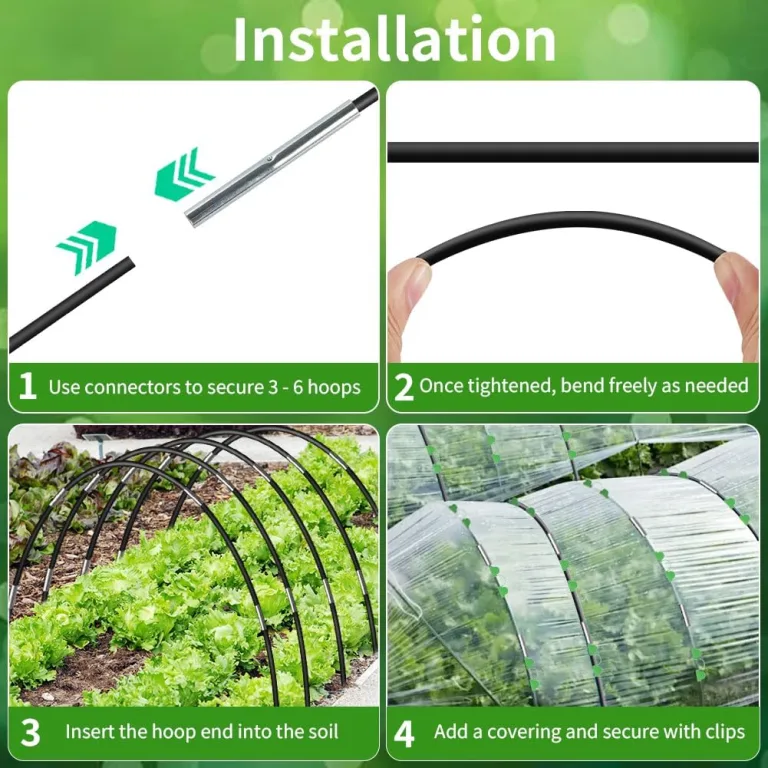 Pflanztunnel Bögen, 30 PCS Tunnelbögen Hochbeet, Fiberglas Tunnelbogen für HochbeetBausatz, DIY Gewächshausreifen Frühbeet Tunnel für Garten Zeile Abdeckung Pflanzen Obst Gemüse (Schwarz) – Bild 4