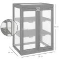 Outsunny 3 Stufen Gewächshaus Treibhaus Frühbeet mit Zwei Türen Frühbeetkasten aus Polycarbonat und Holz wetterfest Belastbar bis 15 kg(je Einlegeboden) 58 x 44 x 78 cm Dunkelgrau - Thumbnail 7
