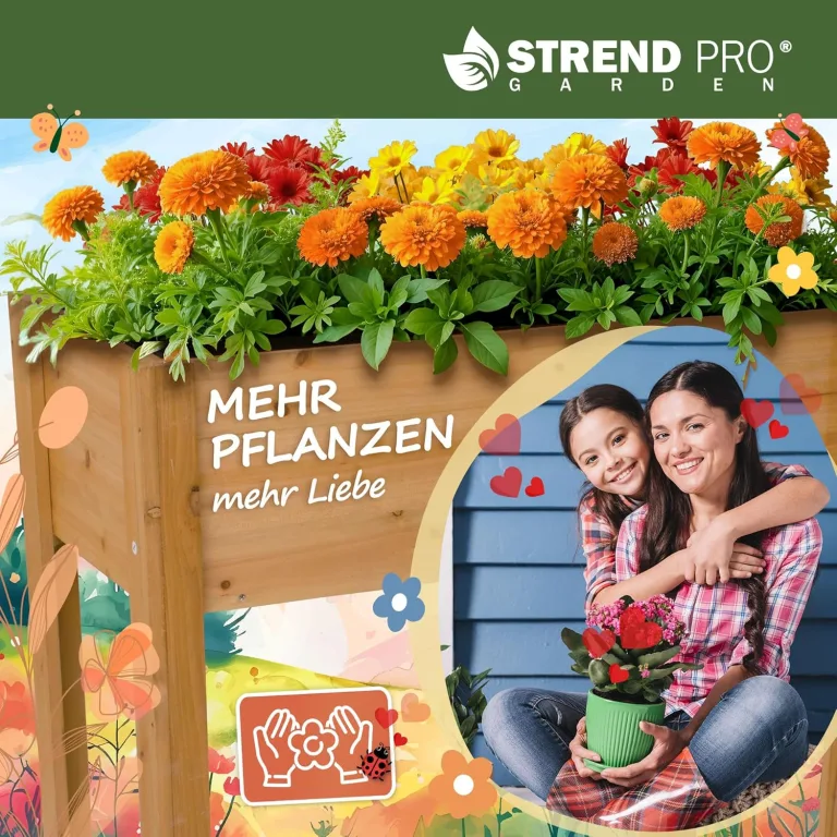 STREND PRO Hochbeet Balkon | 98cm(h) x 40cm(b) x 84(l) | Gemüsebeet Holz mit wasserdichter Pflanzfolie | Kleines Hochbeet Schmales ideal für Balkon, Terrasse & Garten | Kräuterbeet Klein – Bild 8