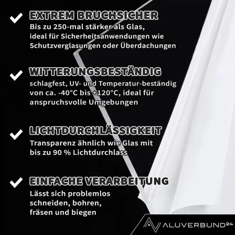 Polycarbonat Platte 60x210cm 12mm dick - Glas-Klar Bruchsicher Schlagfest Biegbar UV-beständig - Zuschnitt nach Maß - PC Kunststoff-Glas transparent - Sicherheits-Verglasung Gewächshaus-Platte – Bild 4