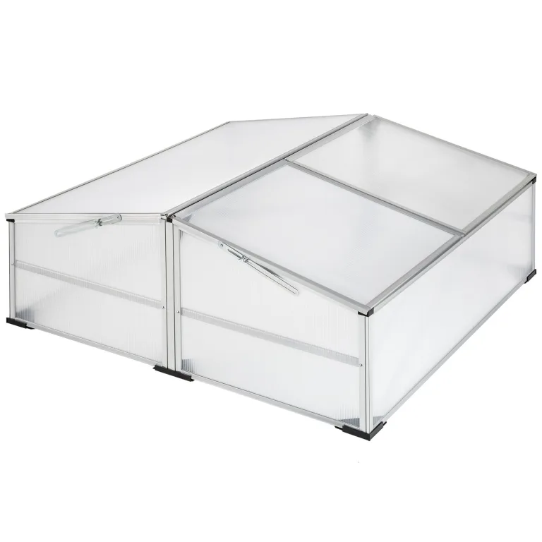 tectake® Frühbeet, Frühbeetaufsatz, Frühbeetkasten, Anzuchtkasten für Hochbeet, Blumenkasten, Anzucht Gewächshaus, Hochbeet Abdeckung, Pflanzkasten Minigewächshaus - 102 x 102 x 41 / 31 cm – Bild 1