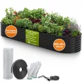 TTL GARDEN 320x80x45cm Elegance XL Metall Hochbeet Anthrazit - Stahl rostfrei verzinkt & grau lackiert Wellblech ovale Form sehr stabil Garten Beet für Gemüse Kräuter Blumen Gartenbeet Gemüsebeet - Thumbnail 1