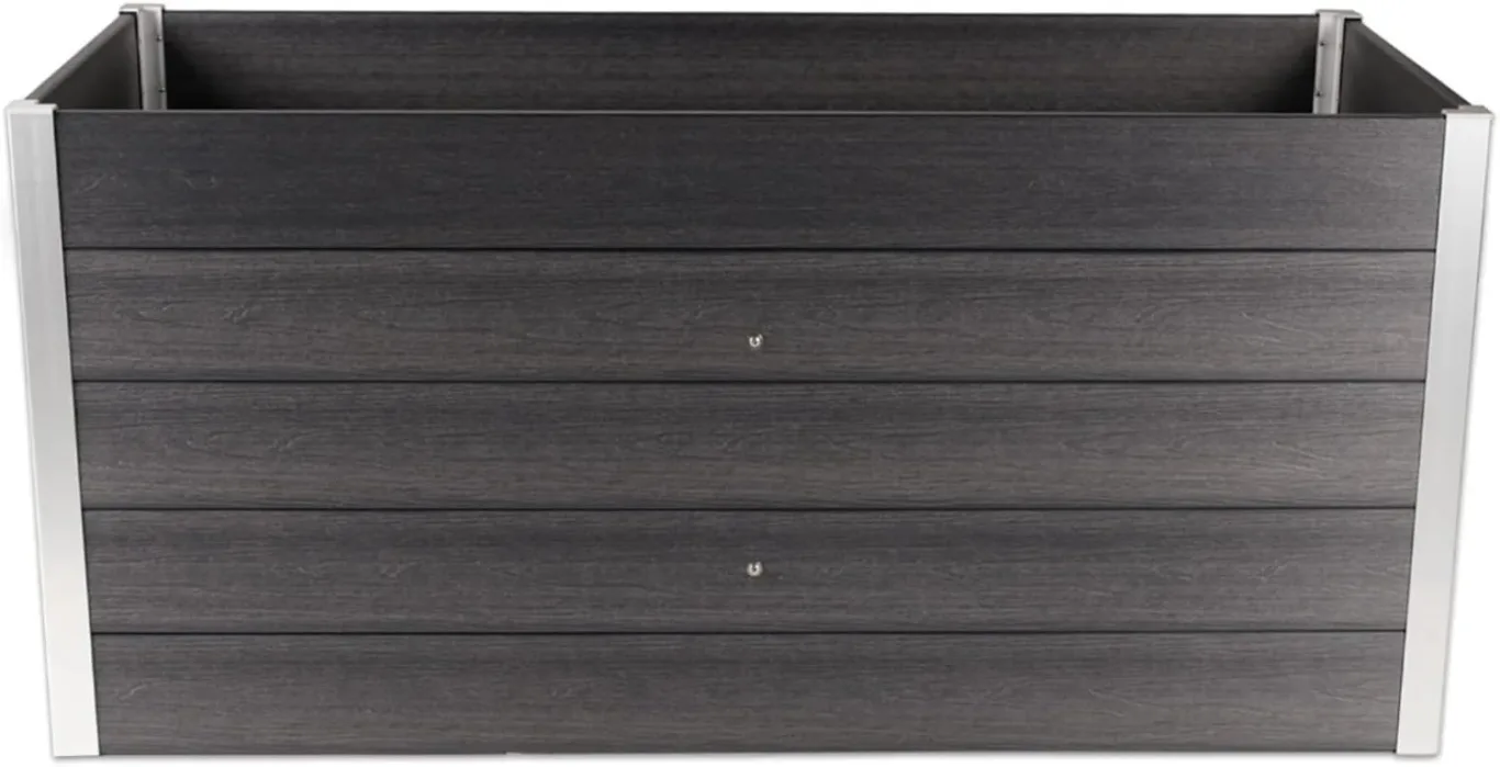 HORI WPC-Hochbeet Pflanzkasten Gemüsebeet Frühbeet Gartenbeet | 3 Größen verfügbar | Farbe: Anthrazit mit Holzoptik | Langlebig, wetterfest & pflegeleicht Größe: 200 x 100 x 75 cm - Bild 1