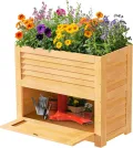 SUNYRISY Hochbeet für Garten mit Stauraum, Holz Hochbeet für Balkon, Outdoor Pflanzkasten Blumenkasten Kräuterbeet, Gartenwerkzeuge Speichern Lagerbox, 85 x 45 x 75 cm, Holzfarbe - Thumbnail 1