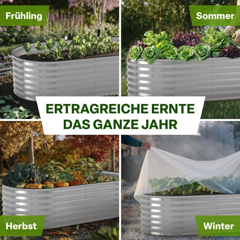 TTL GARDEN 160x80x45cm Spirit M Metall Hochbeet Silber - Stahl rostfrei verzinkt Wellblech ovale Form sehr groß stabil & wetterfest Garten Beet für Gemüse Kräuter Blumen Gartenbeet Gemüsebeet – Bild 7