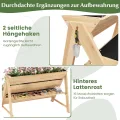 COSTWAY 3 stufiges Hochbeet Holz, Pflanzenbeet mit Ablage, 2 Haken & 3 Pflanzfolien, Kräuterbeet mit 3 Blumenkästen, Gartenbeet für Garten Terrasse Balkon, Etagenbeet Vertikalbeet, Natur - Thumbnail 5