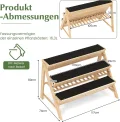 COSTWAY 3 stufiges Hochbeet Holz, Pflanzenbeet mit Ablage, 2 Haken & 3 Pflanzfolien, Kräuterbeet mit 3 Blumenkästen, Gartenbeet für Garten Terrasse Balkon, Etagenbeet Vertikalbeet, Natur - Thumbnail 3