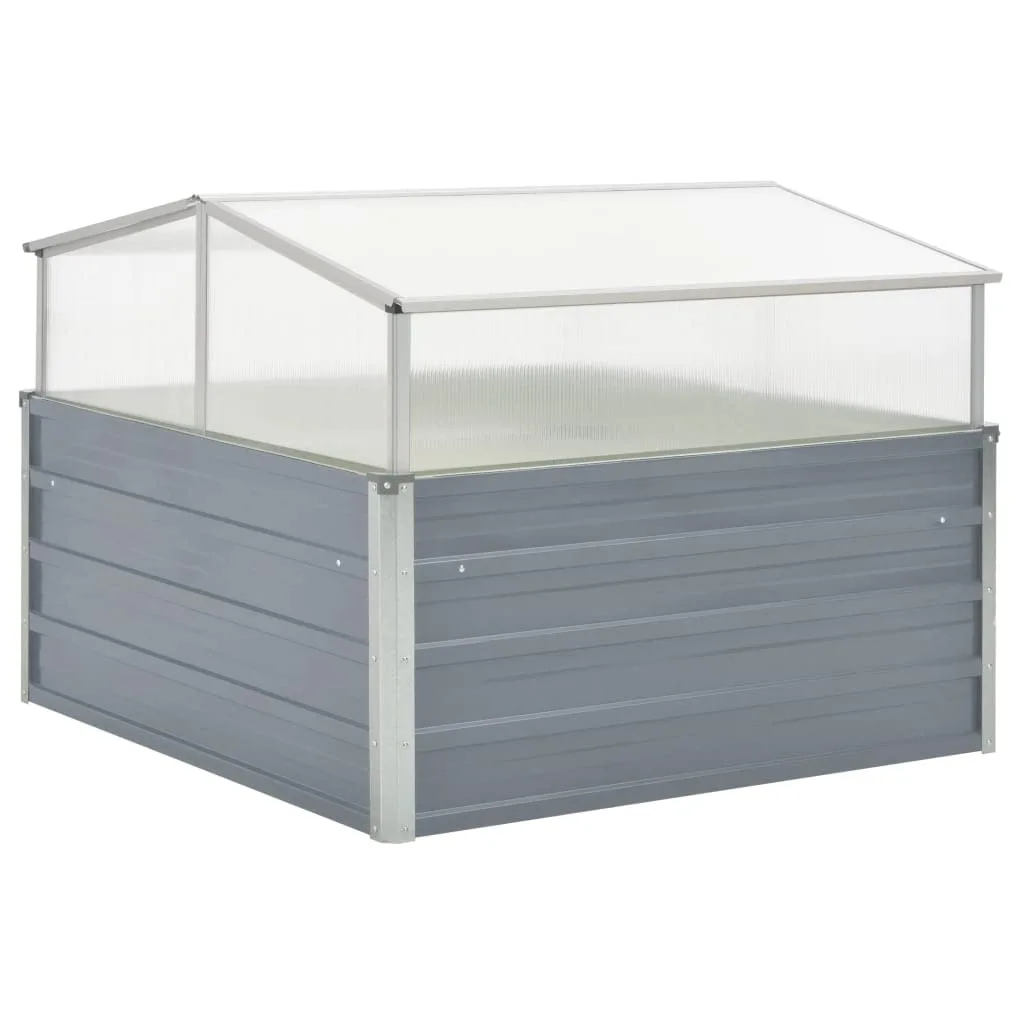 Gewächshaus with Verzinktem Stahl, PC Material, Abnehmbares Dach, Blumenkasten Balkon, Blumentopf Grau, Pflanzkasten Outdoor, 100x100x85 cm - Bild 1
