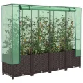 Hochbeet mit Gewächshaus-Aufsatz, Rattan-Optik, Polypropylen, Stabiler Eisenrahmen, Hochbeet mit Abdeckung, Hochbeete Balkon, 160x40x138 cm - Thumbnail 10