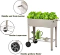 Hochbeet Metall mit Rädern und Ablage 84.5 x45x80cm, Blumenkasten Frühbeet Kräuterbeet Pflanzenbeet, Gemüsebeet Gartenbeet Blumenkübel für Balkon，Garten，Terrasse Grau - Thumbnail 3
