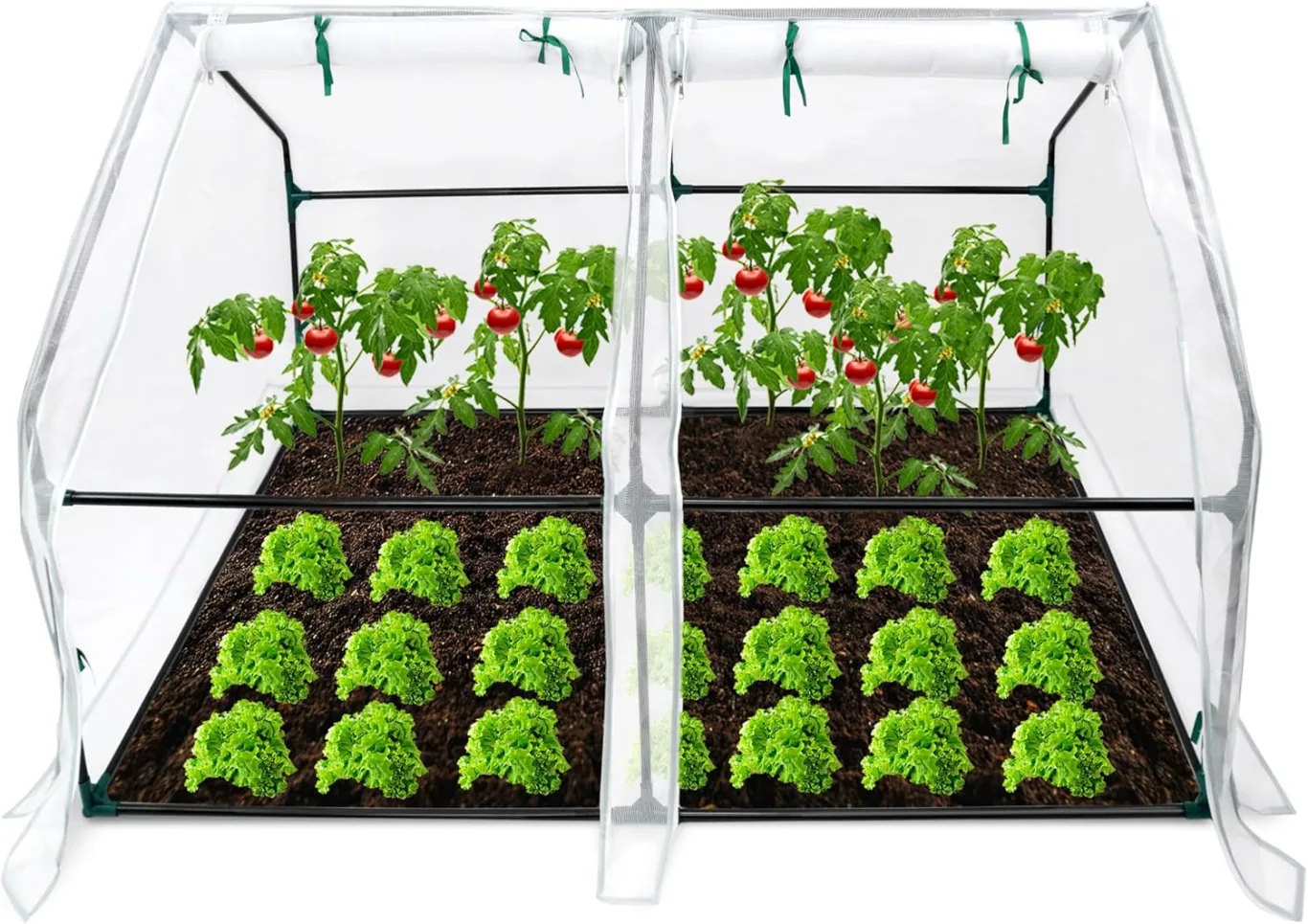 Kleines Gewächshaus Glasfaser 180x90x90cm Mini Gewächshaus Mit 2 Rollladen Insektensicher Atmungsaktiv Tomatengewächshaus,für Garten Balkon (Weiß) - Bild 1