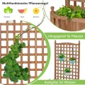 COSTWAY Blumenkasten mit Rankgitter, Pflanzkasten Holz auf Rollen, für Kletterpflanzen, Hochbeet mit Spalier, Gartenspalier mit Drainagelöchern, für Garten Hof Balkon, 64 x 28 x 127 cm, Braun - Thumbnail 6