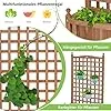COSTWAY Blumenkasten mit Rankgitter, Pflanzkasten Holz auf Rollen, für Kletterpflanzen, Hochbeet mit Spalier, Gartenspalier mit Drainagelöchern, für Garten Hof Balkon, 64 x 28 x 127 cm, Braun - Thumbnail 2