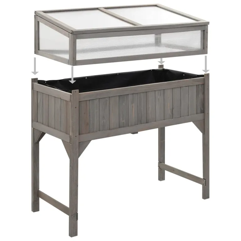Hochbeet with Gewächshaus, Massivholz Tanne, Durable and Weather-Resistant, Hochbeet Balkon, Hochbeete für Garten, Hofgarten Hochbeete, Pflanzkasten Balkon, 110x54x120 cm – Bild 5