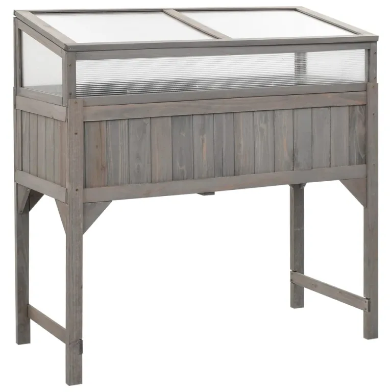 Hochbeet with Gewächshaus, Massivholz Tanne, Durable and Weather-Resistant, Hochbeet Balkon, Hochbeete für Garten, Hofgarten Hochbeete, Pflanzkasten Balkon, 110x54x120 cm – Bild 1