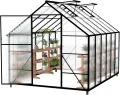 Gewächshaus Aluminium Gartengewächshäuser mit 6 cm Fundament und 4 mm PC Platte Treibhaus Tomatenhaus Gartenhaus UV beständig Wetterfest für Garten, 310x250x205 cm - Thumbnail 1