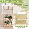 COSTWAY 2 Etagen Frühbeet, aus Holz & PC, Hochbeet wetterfest, Gewächshaus mit 2 Türen, Deckel & abnehmbaren Regalen, Pflanzenbeet Aufzuchtschrank Treibhaus, für Garten Balkon, 69 x 58 x 121 cm, Natur - Thumbnail 4