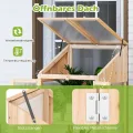 COSTWAY 2 Etagen Frühbeet, aus Holz & PC, Hochbeet wetterfest, Gewächshaus mit 2 Türen, Deckel & abnehmbaren Regalen, Pflanzenbeet Aufzuchtschrank Treibhaus, für Garten Balkon, 69 x 58 x 121 cm, Natur - Thumbnail 6